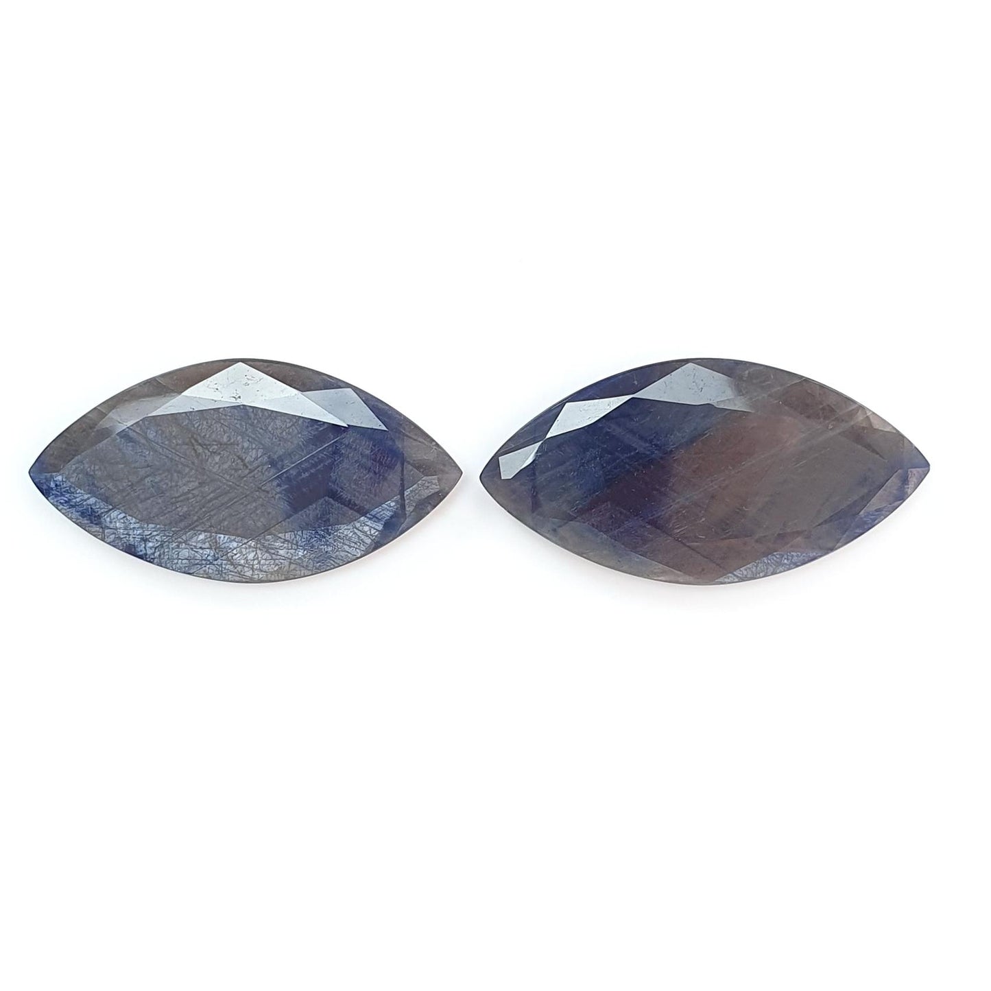 Blue, Silver Sapphire Gemstone Faceted Cut: 95.00cts Natural Untreated Sapphire Marquise Shape 46*24mm Pair September Birthstone