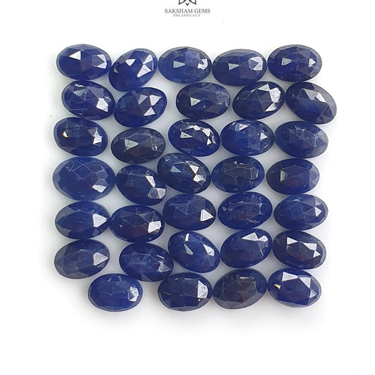 Blue Sapphire Checker Cut : 22.90cts Natural Untreated Sapphire Oval Shape 6*4mm 34pcs Lot