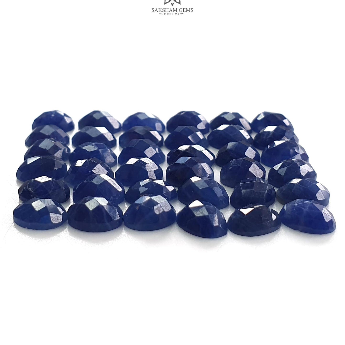 Blue Sapphire Gemstone Checker Cut : 39.20cts Natural Untreated Unheated 7*5mm Sapphire Oval Shape 36pcs Lot