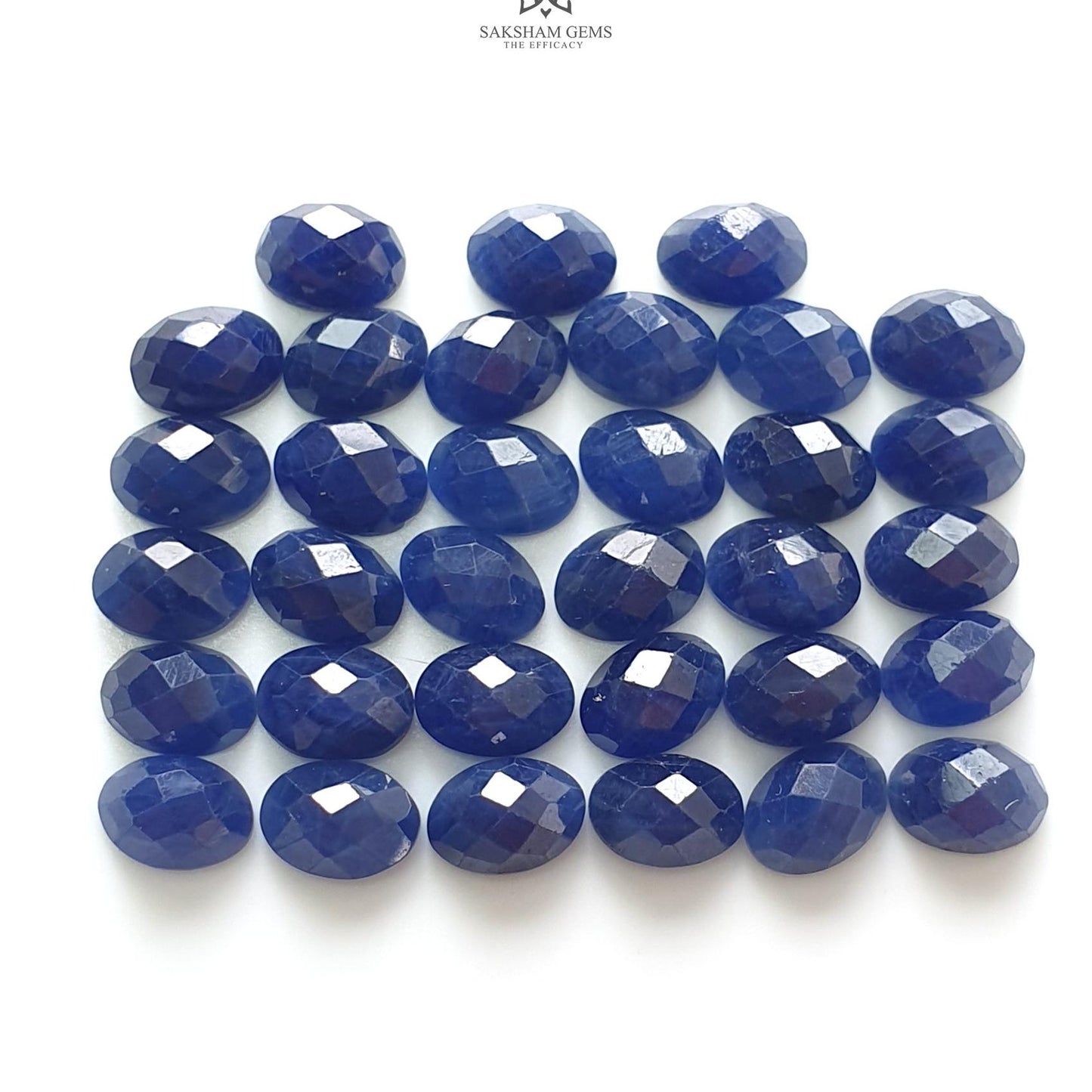 Blue Sapphire Gemstone Checker Cut : 40.40cts Natural Untreated Unheated 7*5mm Oval Shape Sapphire 33pcs Lot