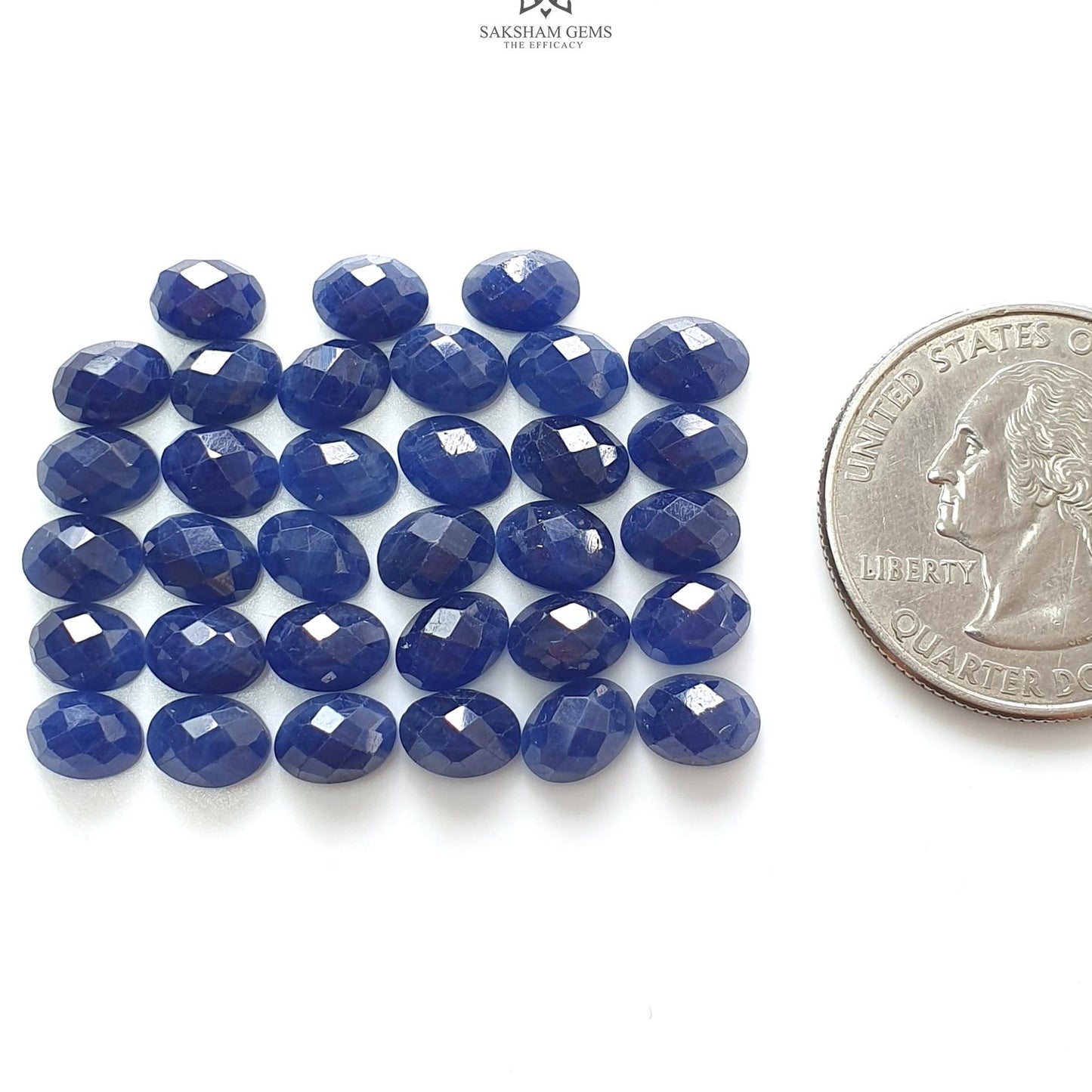 Blue Sapphire Gemstone Checker Cut : 40.40cts Natural Untreated Unheated 7*5mm Oval Shape Sapphire 33pcs Lot