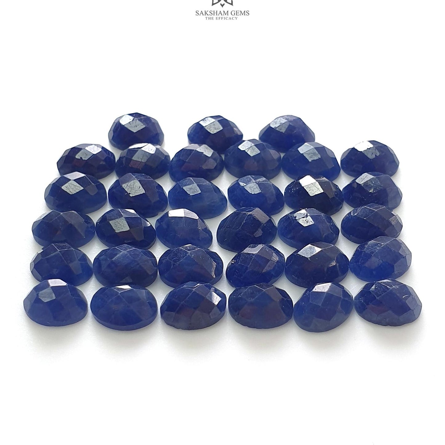 Blue Sapphire Gemstone Checker Cut : 40.40cts Natural Untreated Unheated 7*5mm Oval Shape Sapphire 33pcs Lot