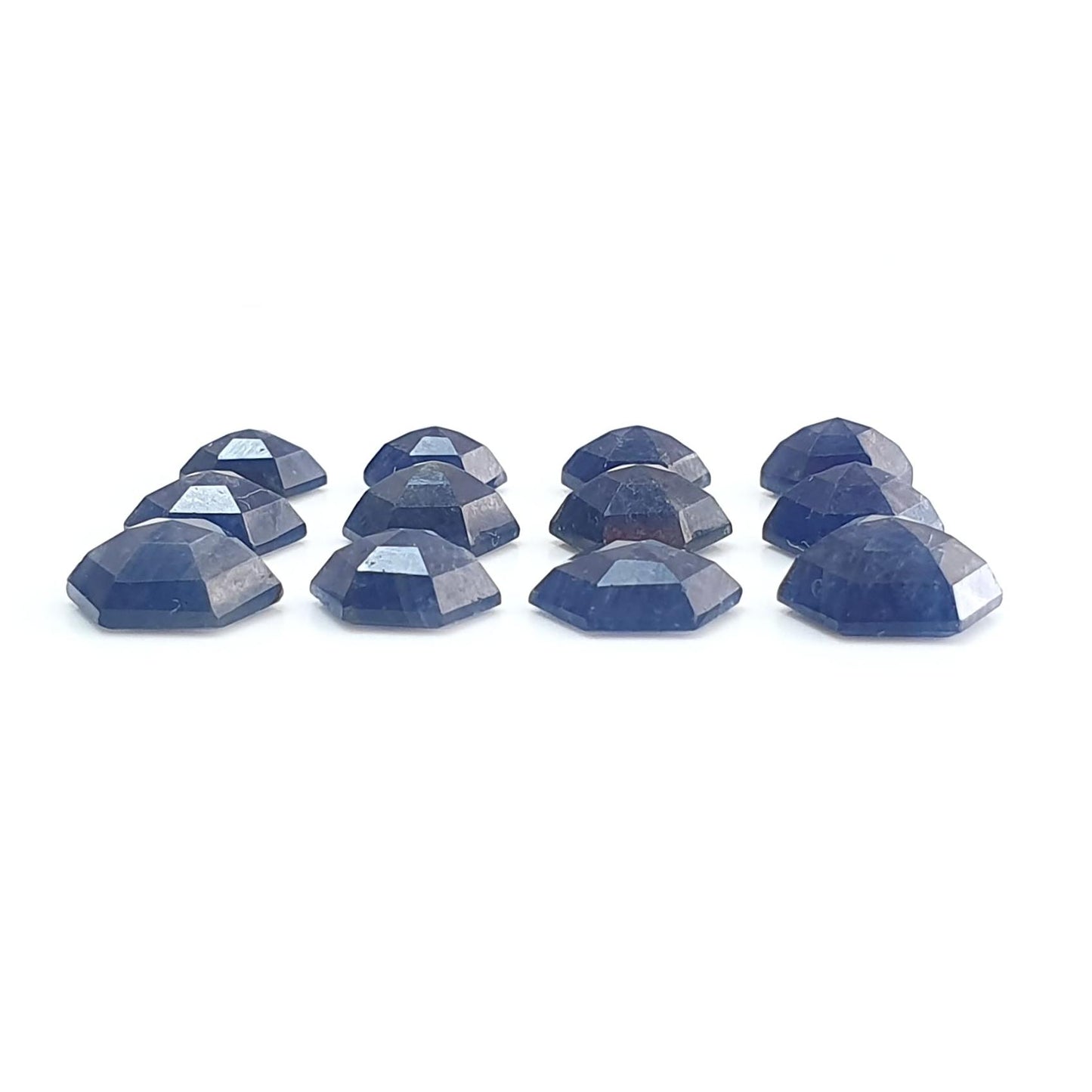 Blue Sapphire Gemstone Step Cut: 32.60cts Natural Untreated Sapphire Hexagon Shape Faceted 8*7mm - 10*9mm 12pcs Lot September Birthstone