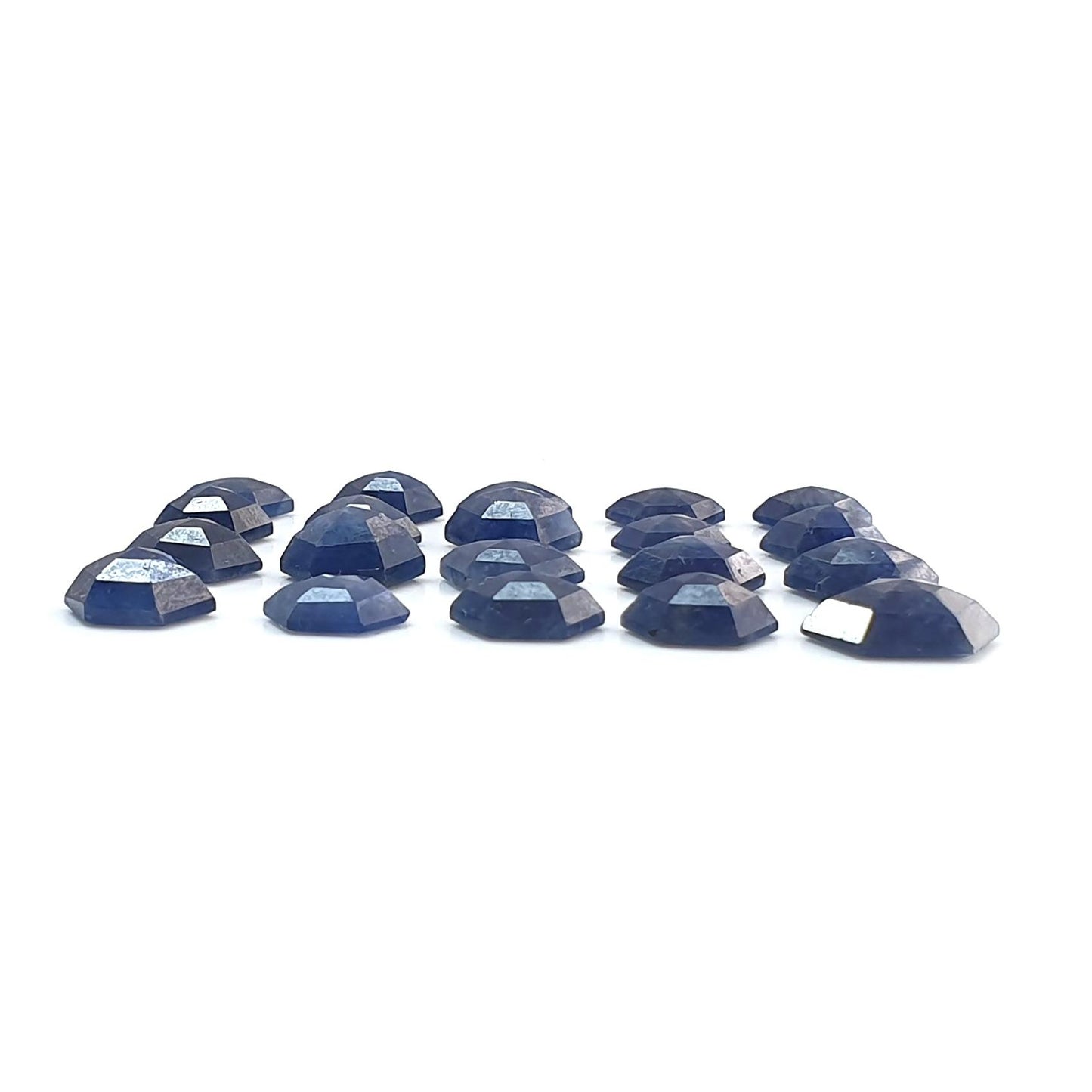 Blue Sapphire Gemstone Step Cut: 44.20cts Natural Untreated Sapphire Hexagon Shape Faceted 8*7mm - 11*10mm 20pcs Lot September Birthstone
