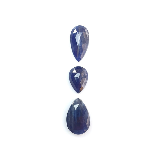 blue sapphire pear rose cut 