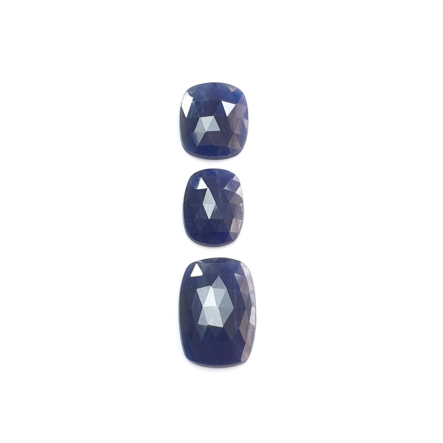blue sapphire cushion rose cut slices
