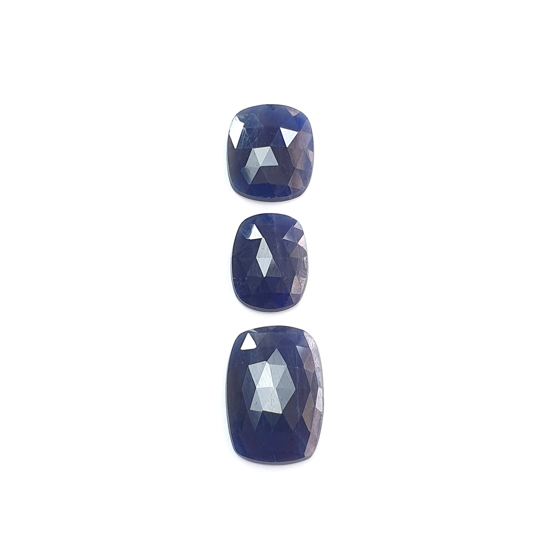 blue sapphire cushion rose cut slices