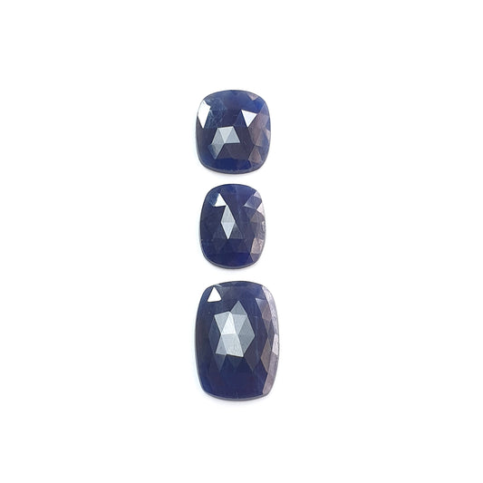 blue sapphire cushion rose cut slices