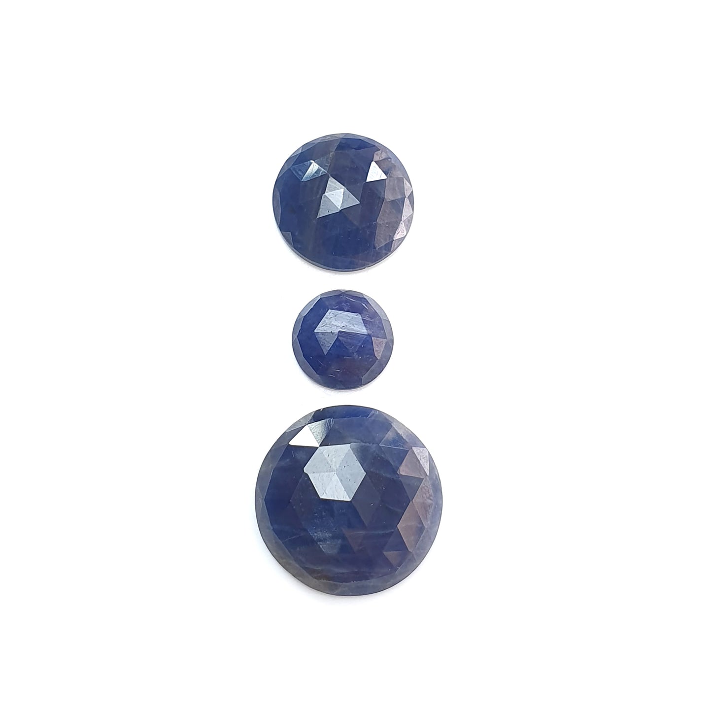 blue sapphire round rose cut slices