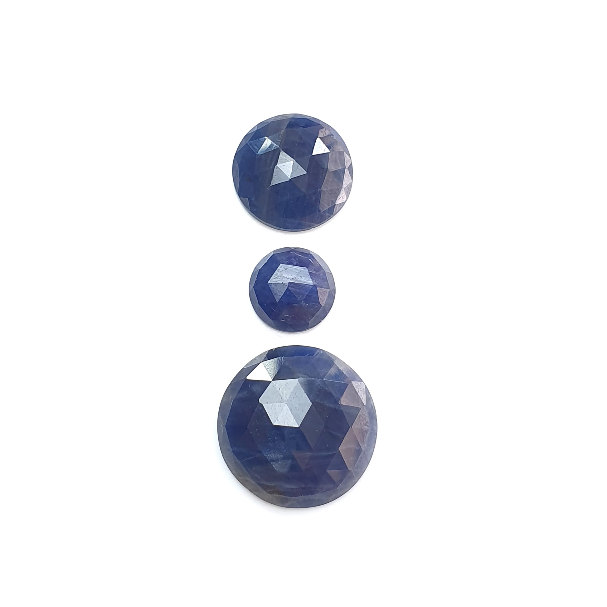 blue sapphire round rose cut slices