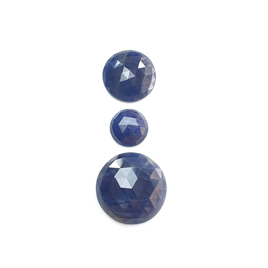 blue sapphire round rose cut slices