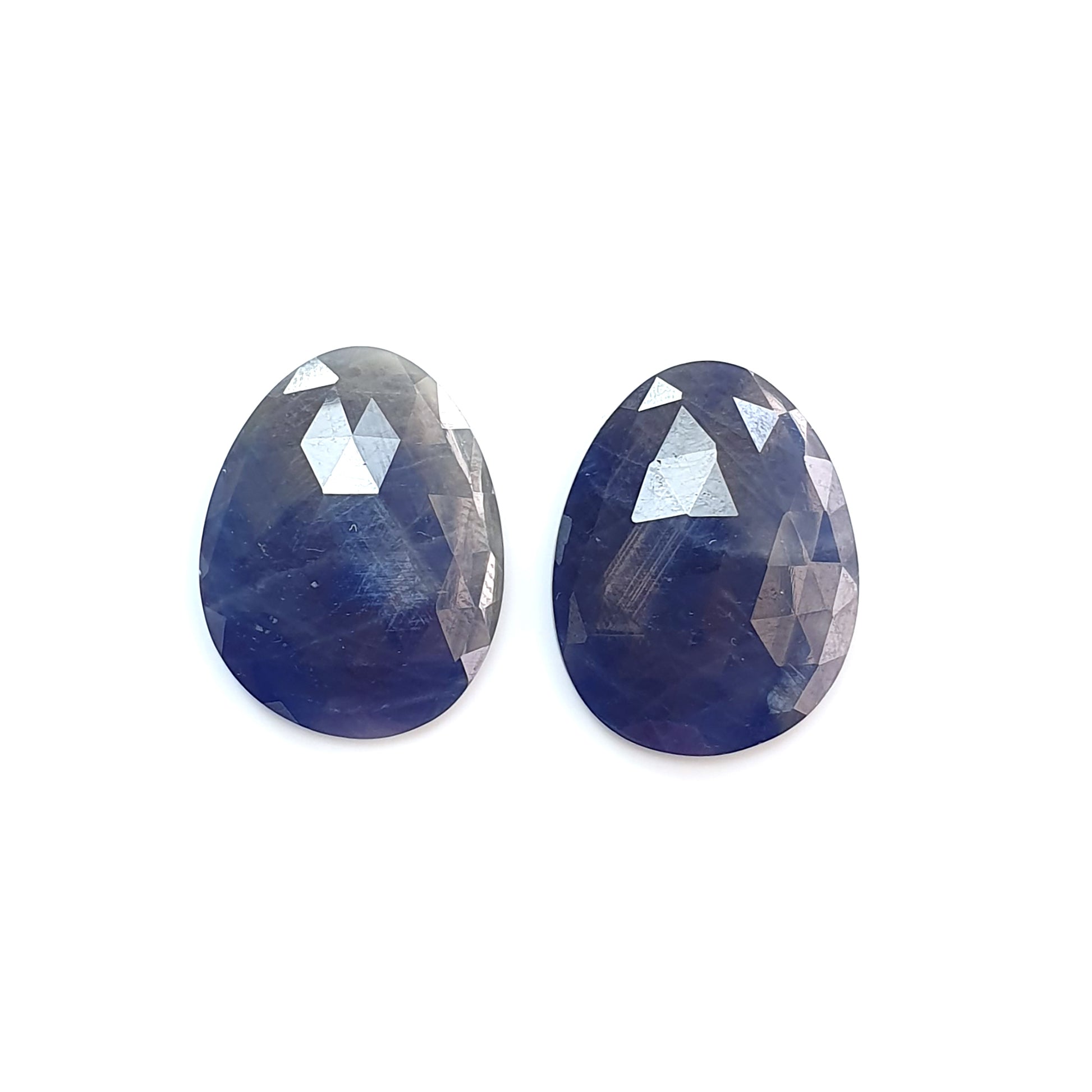 blue sapphire pear rose cut