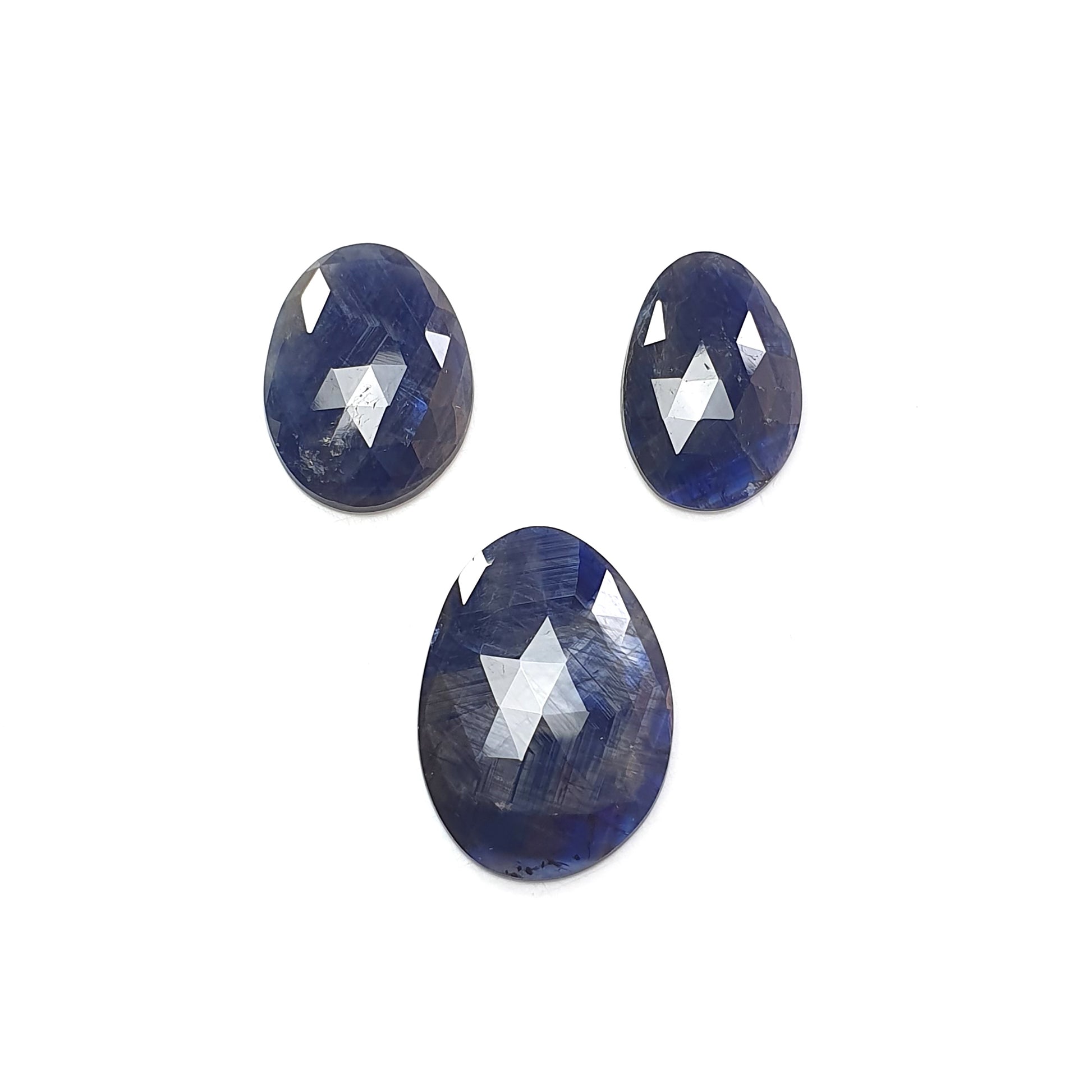 blue sapphire fancy rose cut slices