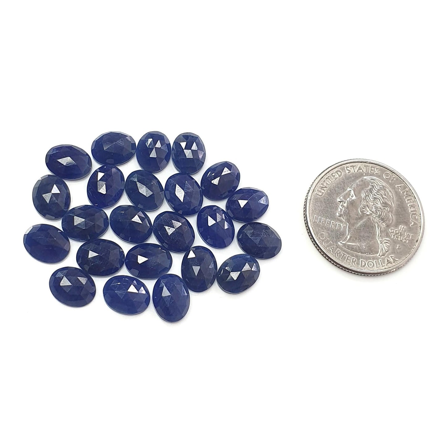 Blue Sapphire Gemstone Rose Cut Slices: 47.40cts Natural Untreated Sapphire Oval Shape Faceted 9*7mm 23pcs Lot September Birthstone