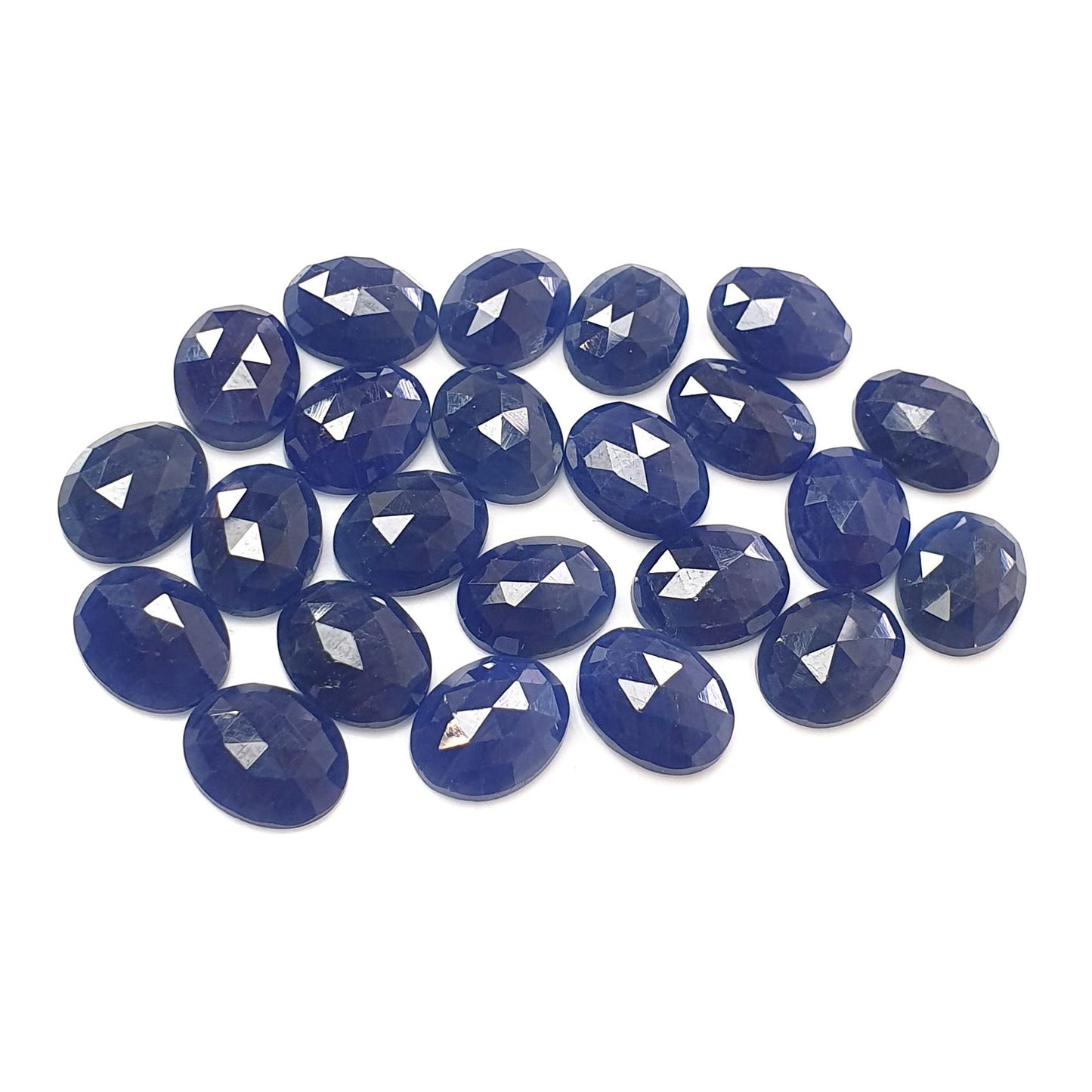 Blue Sapphire Gemstone Rose Cut Slices: 47.40cts Natural Untreated Sapphire Oval Shape Faceted 9*7mm 23pcs Lot September Birthstone
