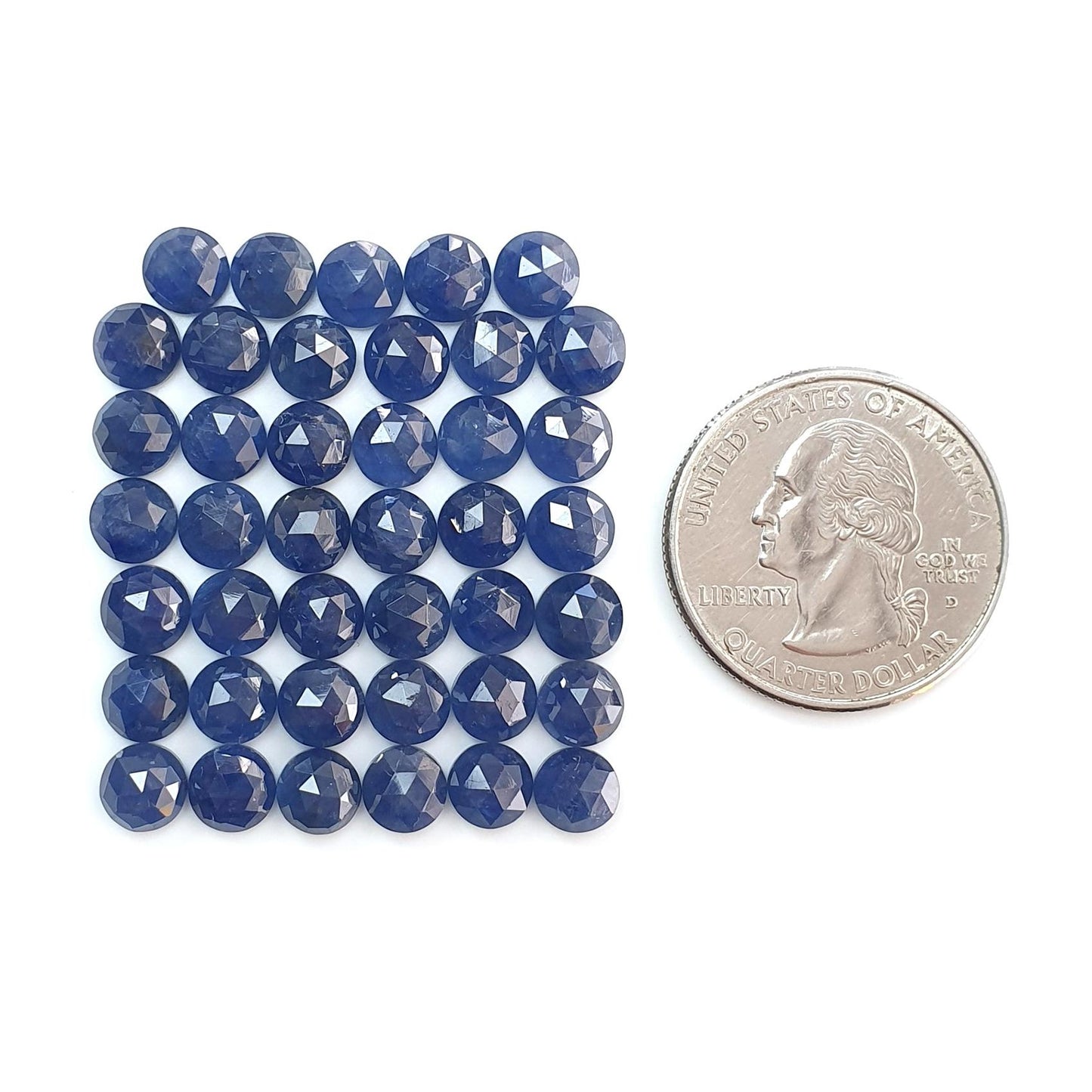 Blue Sapphire Gemstone Rose Cut Slices: 48.20cts Natural Untreated Sapphire Round Shape Faceted 6mm 41pcs Lot September Birthstone
