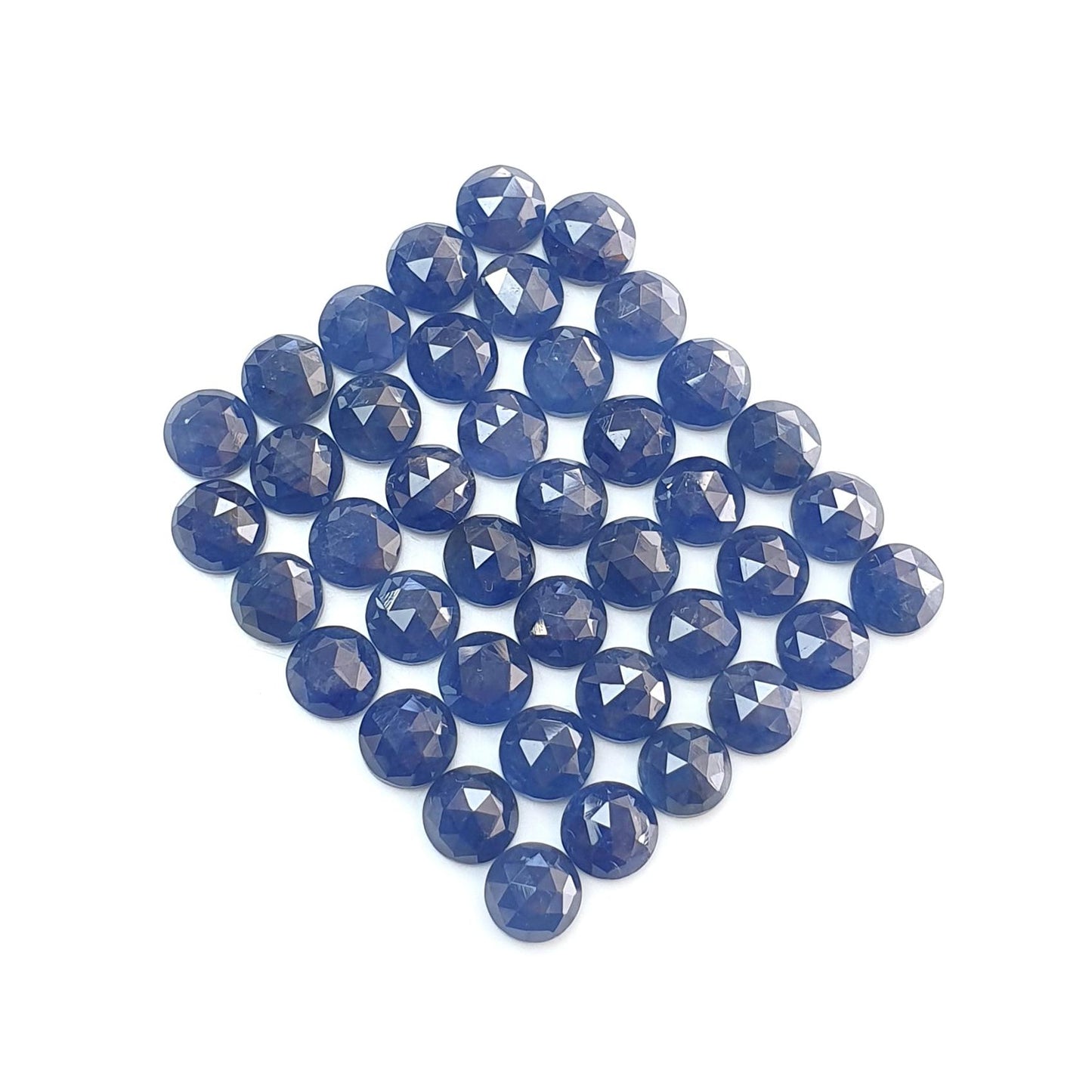 Blue Sapphire Gemstone Rose Cut Slices: 48.20cts Natural Untreated Sapphire Round Shape Faceted 6mm 41pcs Lot September Birthstone