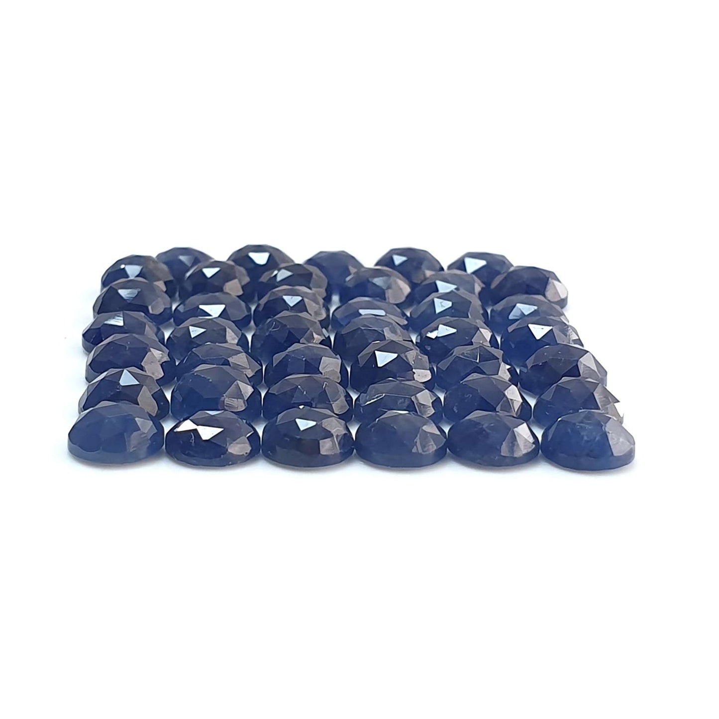 Blue Sapphire Gemstone Rose Cut Slices: 48.20cts Natural Untreated Sapphire Round Shape Faceted 6mm 41pcs Lot September Birthstone