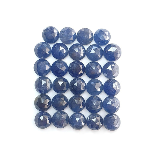 Blue Sapphire Gemstone Rose Cut Slices: 35.90cts Natural Untreated Sapphire Round Shape Faceted 6mm 29pcs Lot September Birthstone