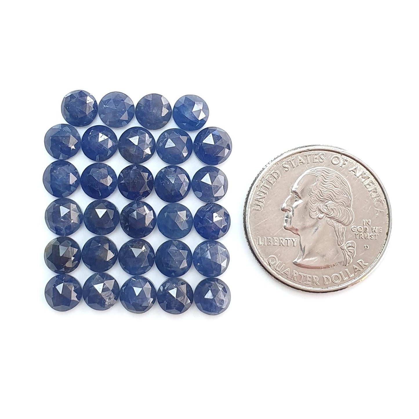 Blue Sapphire Gemstone Rose Cut Slices: 35.90cts Natural Untreated Sapphire Round Shape Faceted 6mm 29pcs Lot September Birthstone