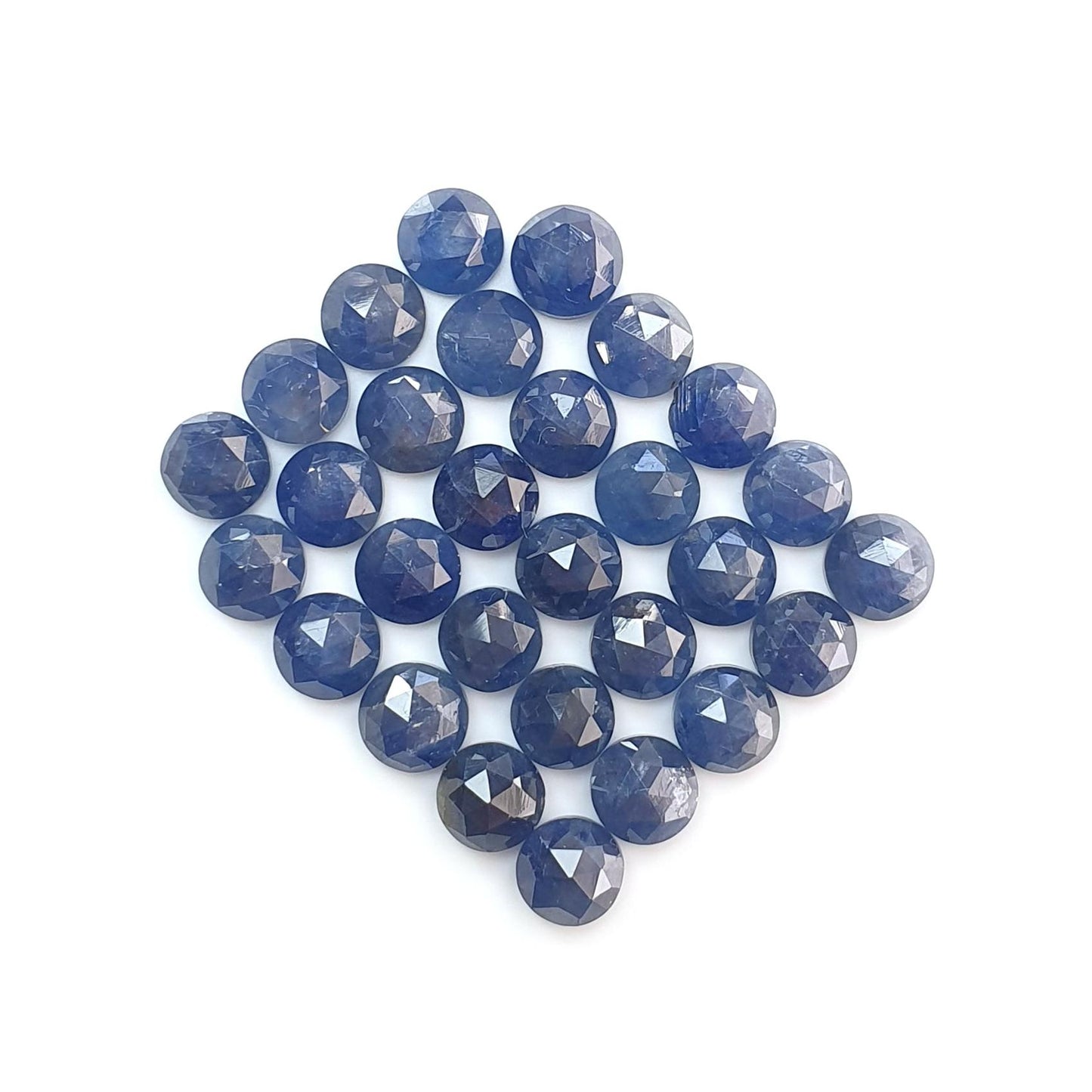 Blue Sapphire Gemstone Rose Cut Slices: 35.90cts Natural Untreated Sapphire Round Shape Faceted 6mm 29pcs Lot September Birthstone