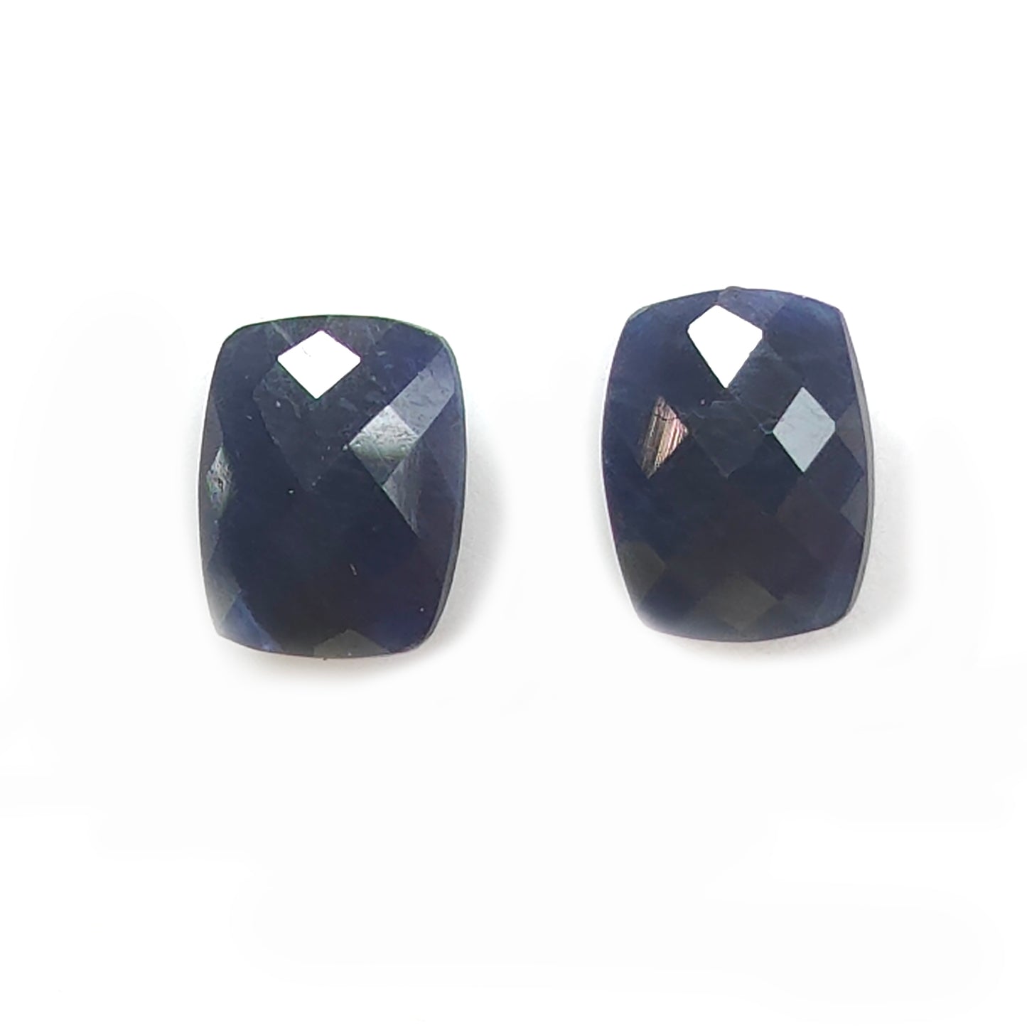 6.20cts Blue Sapphire Gemstone Natural Untreated Checker Cut Cushion Shape Pair