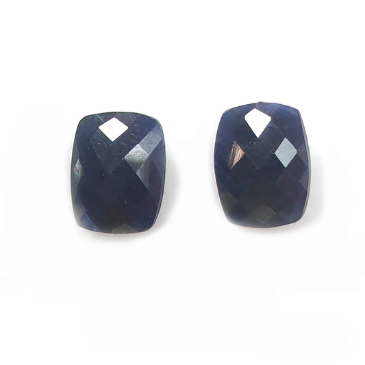 6.20cts Blue Sapphire Gemstone Natural Untreated Checker Cut Cushion Shape Pair