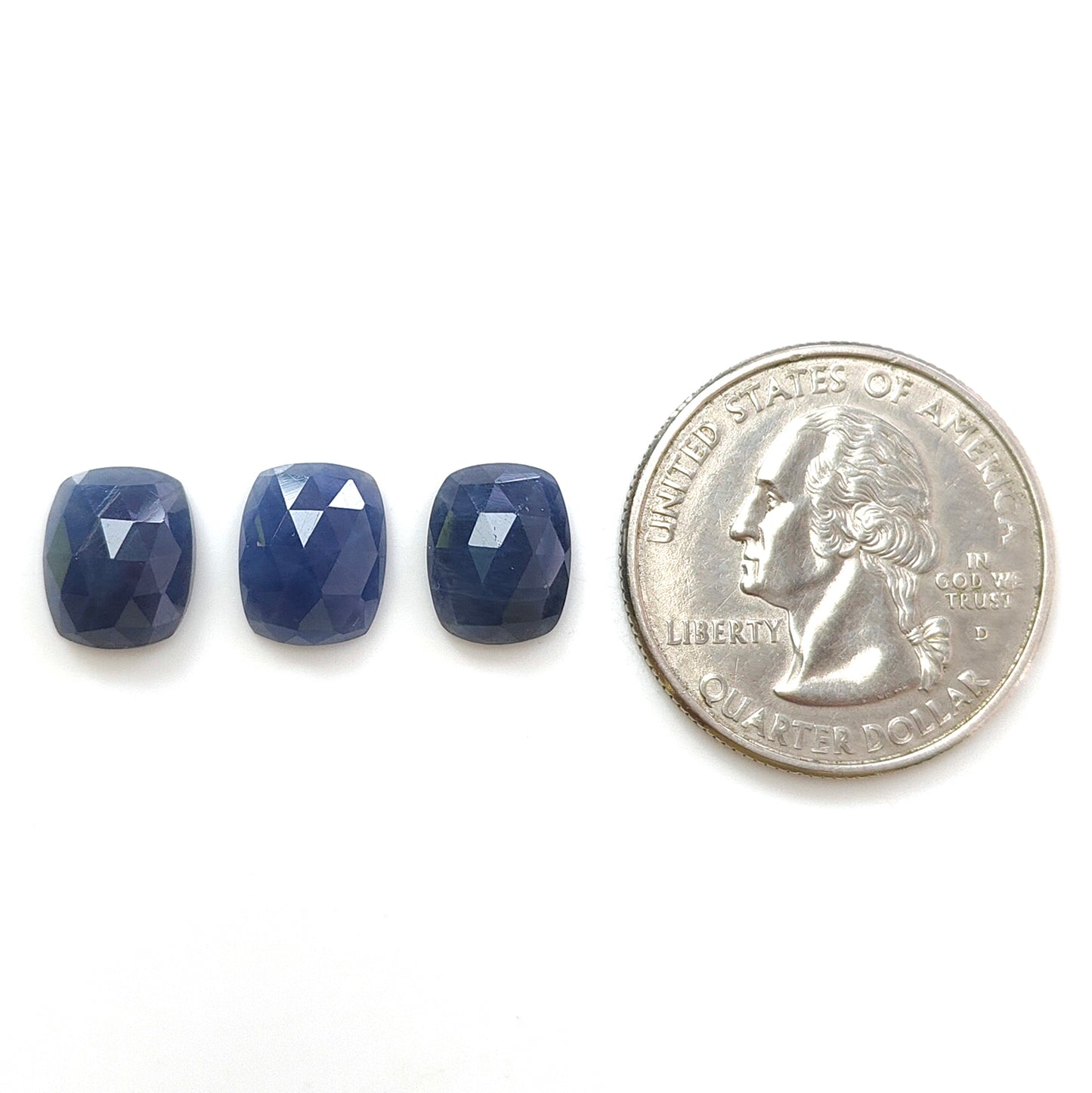 10.25cts Natural Untreated Blue Sapphire Gemstone Rose Cut Cushion Shape 3pcs
