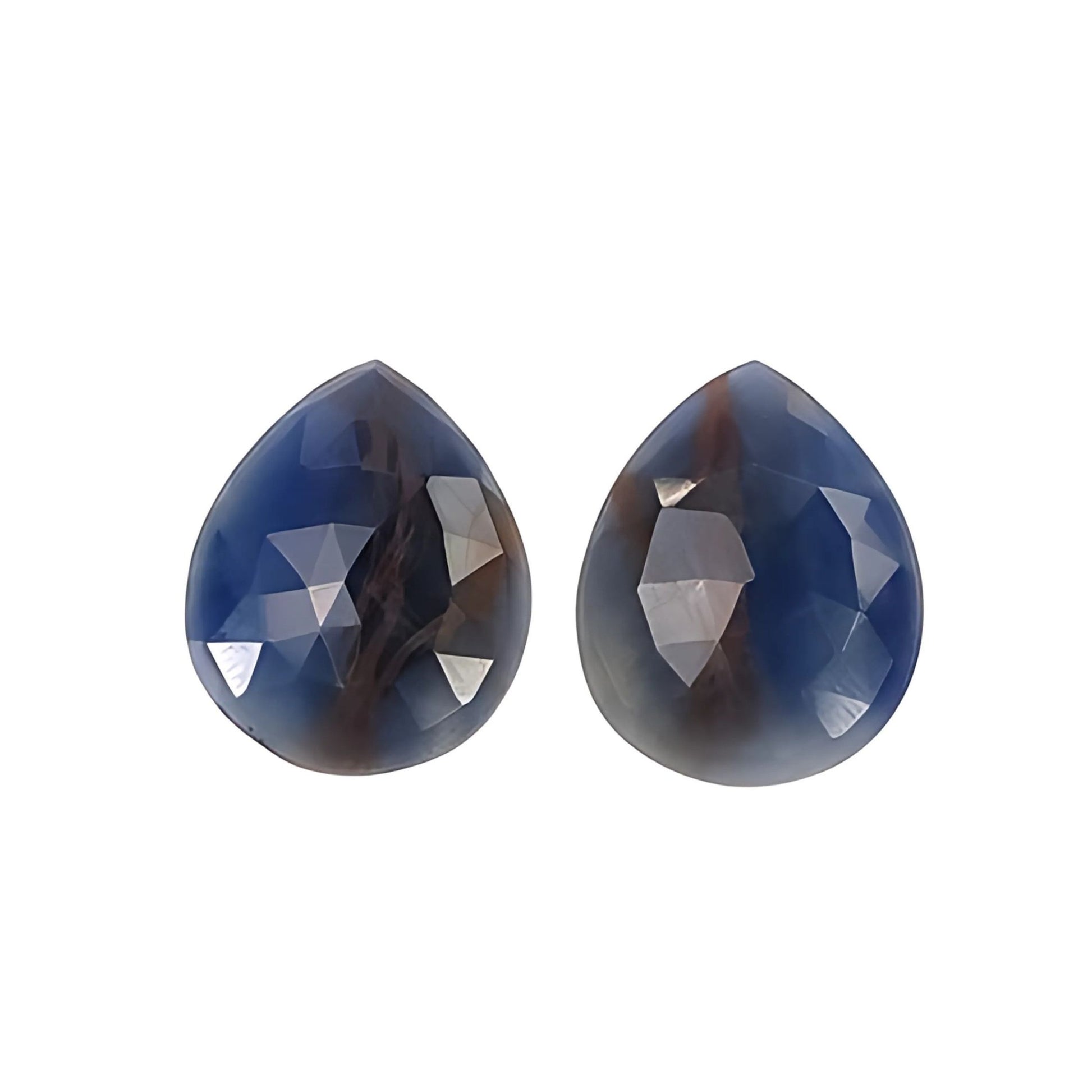blue sapphire pear rose cut slices