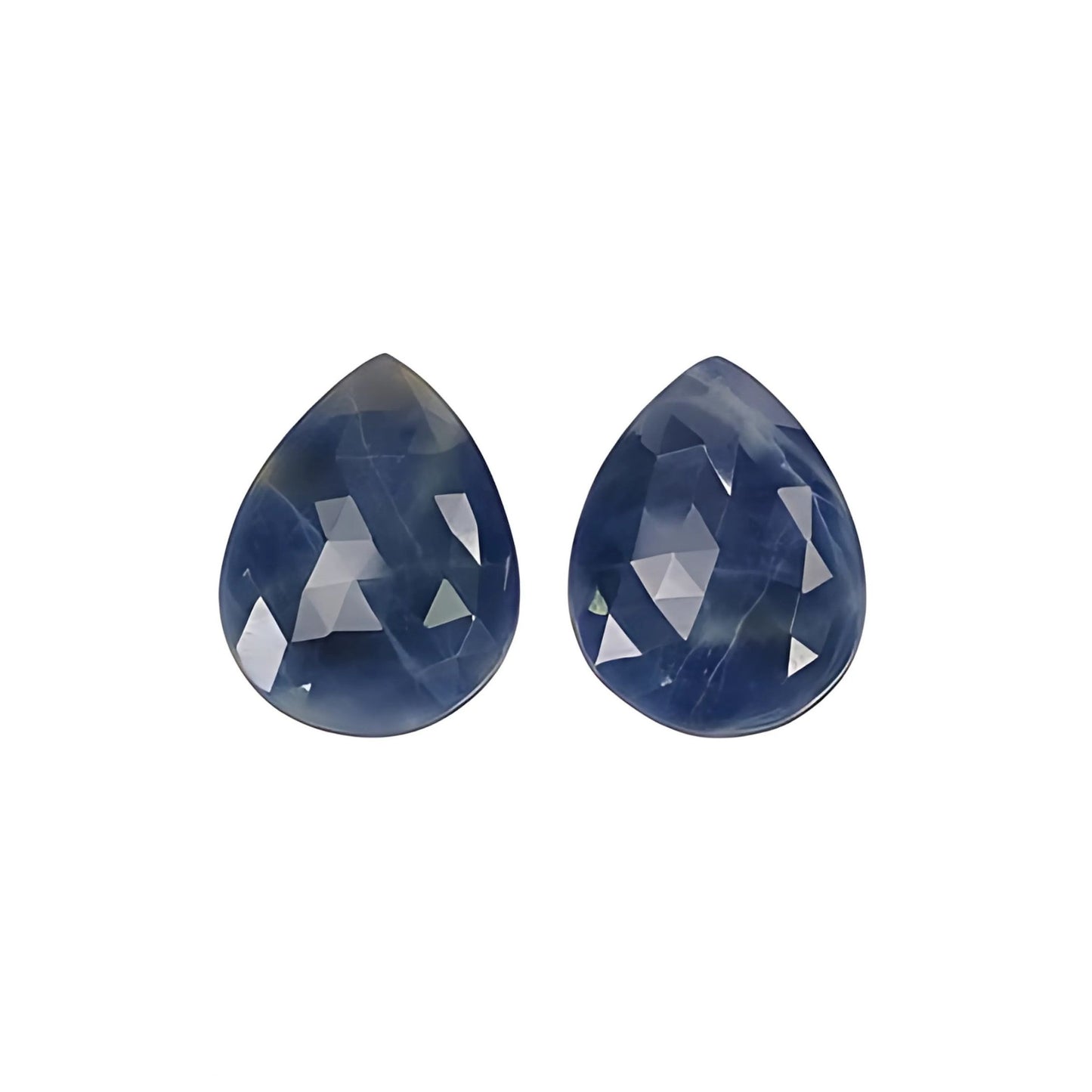 blue sapphire pear rose cut slices