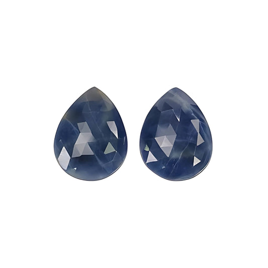 blue sapphire pear rose cut slices