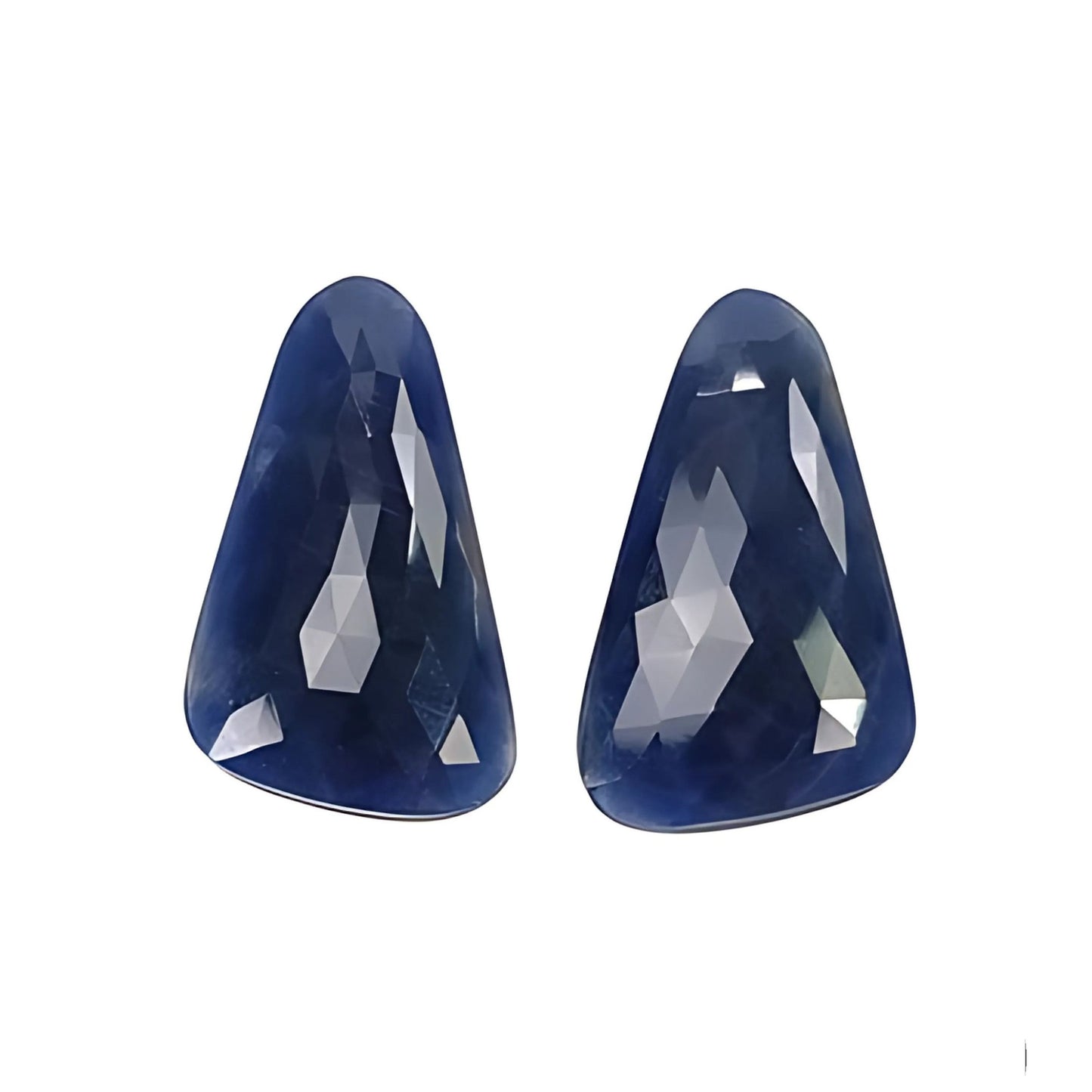 blue sapphire uneven rose cut slices