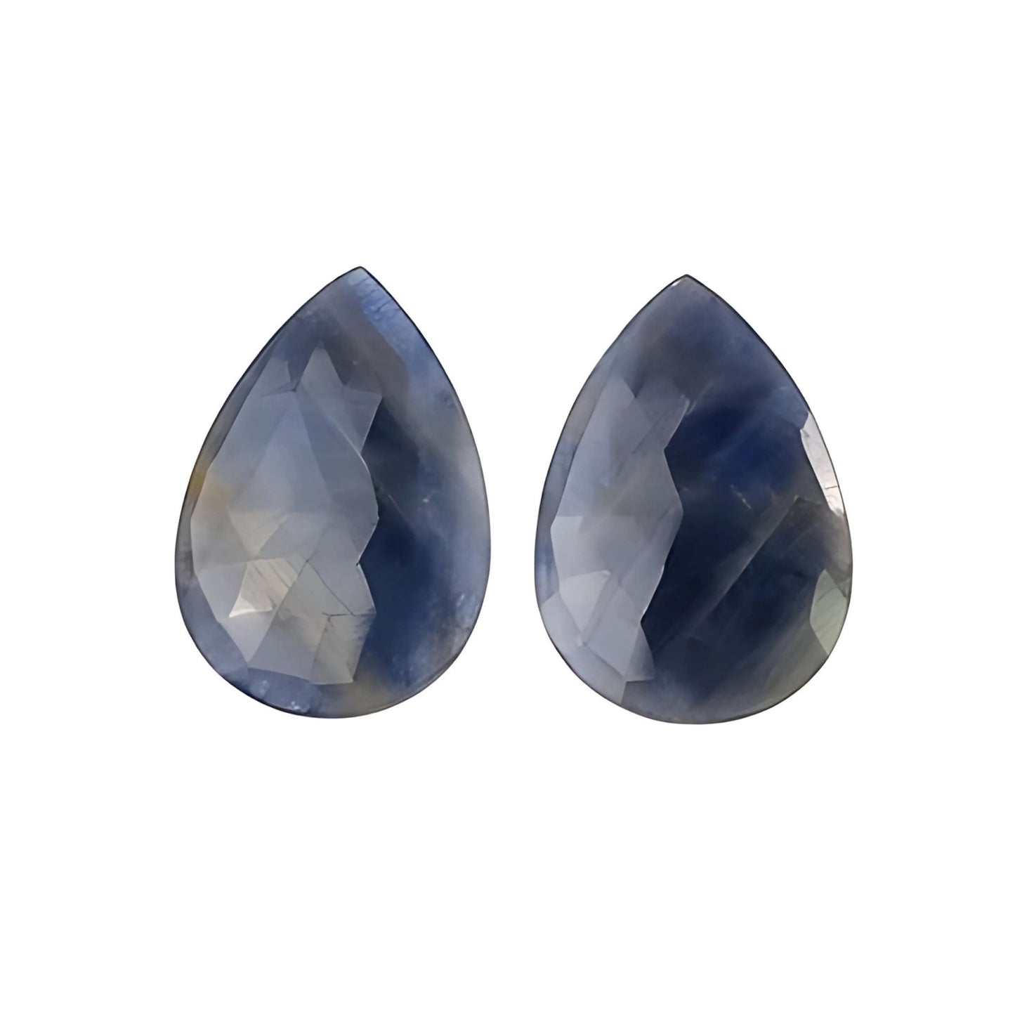 blue sapphire pear rose cut slices