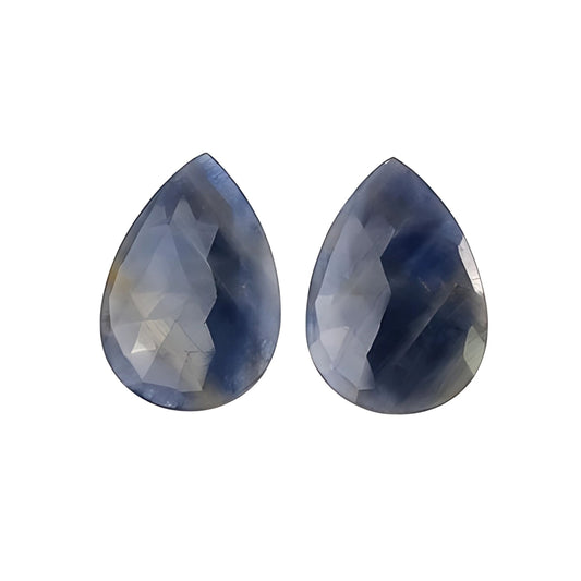 blue sapphire pear rose cut slices