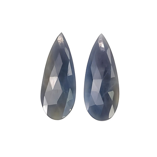 blue sapphire pear rose cut slices