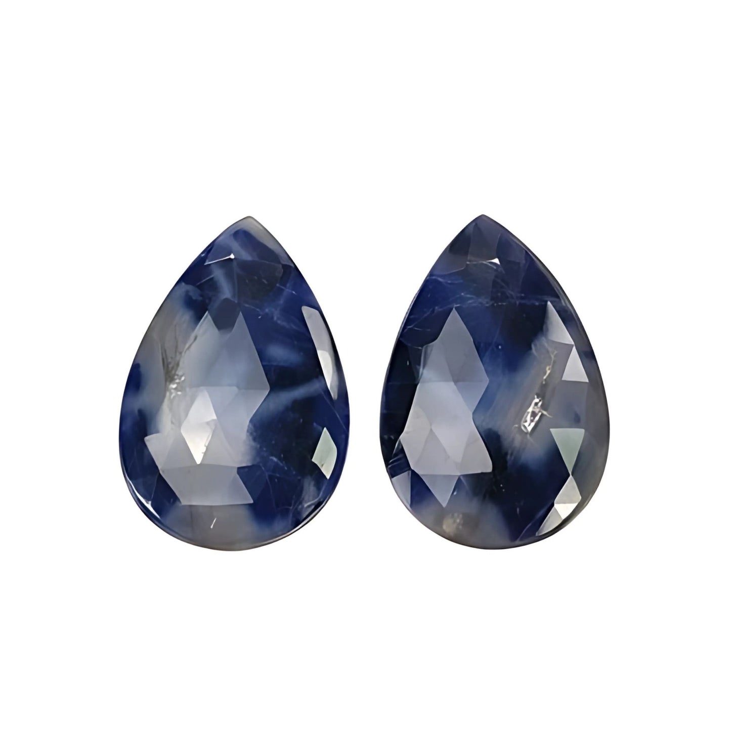 blue sapphire pear rose cut slices