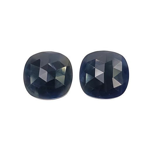 blue sapphire cushion rose cut slices