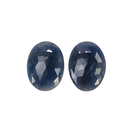 blue sapphire oval rose cut slices