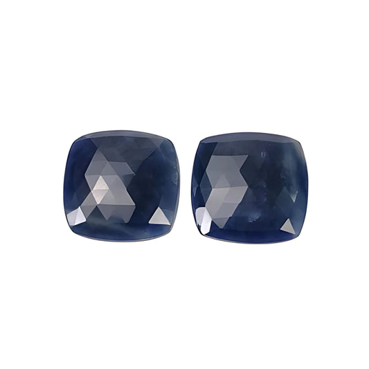 blue sapphire cushion rose cut slices