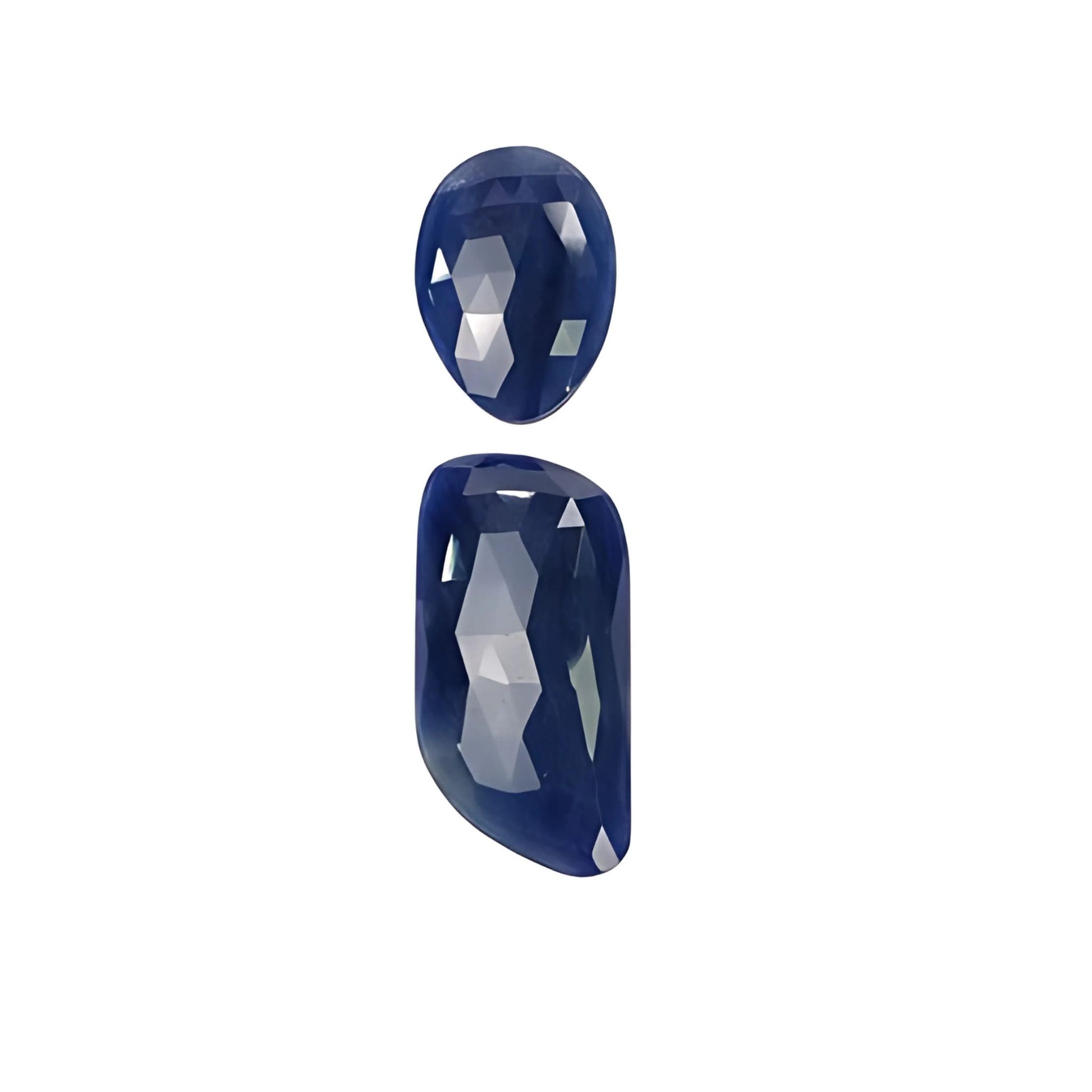 blue sapphire rose cut uneven shape