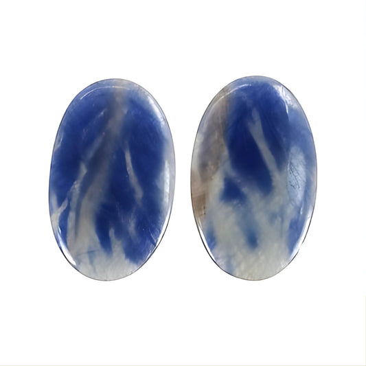 61.50cts Natural Untreated Blue Sapphire Gemstone Oval Shape Cabochon 40.5*24.5mm Pair