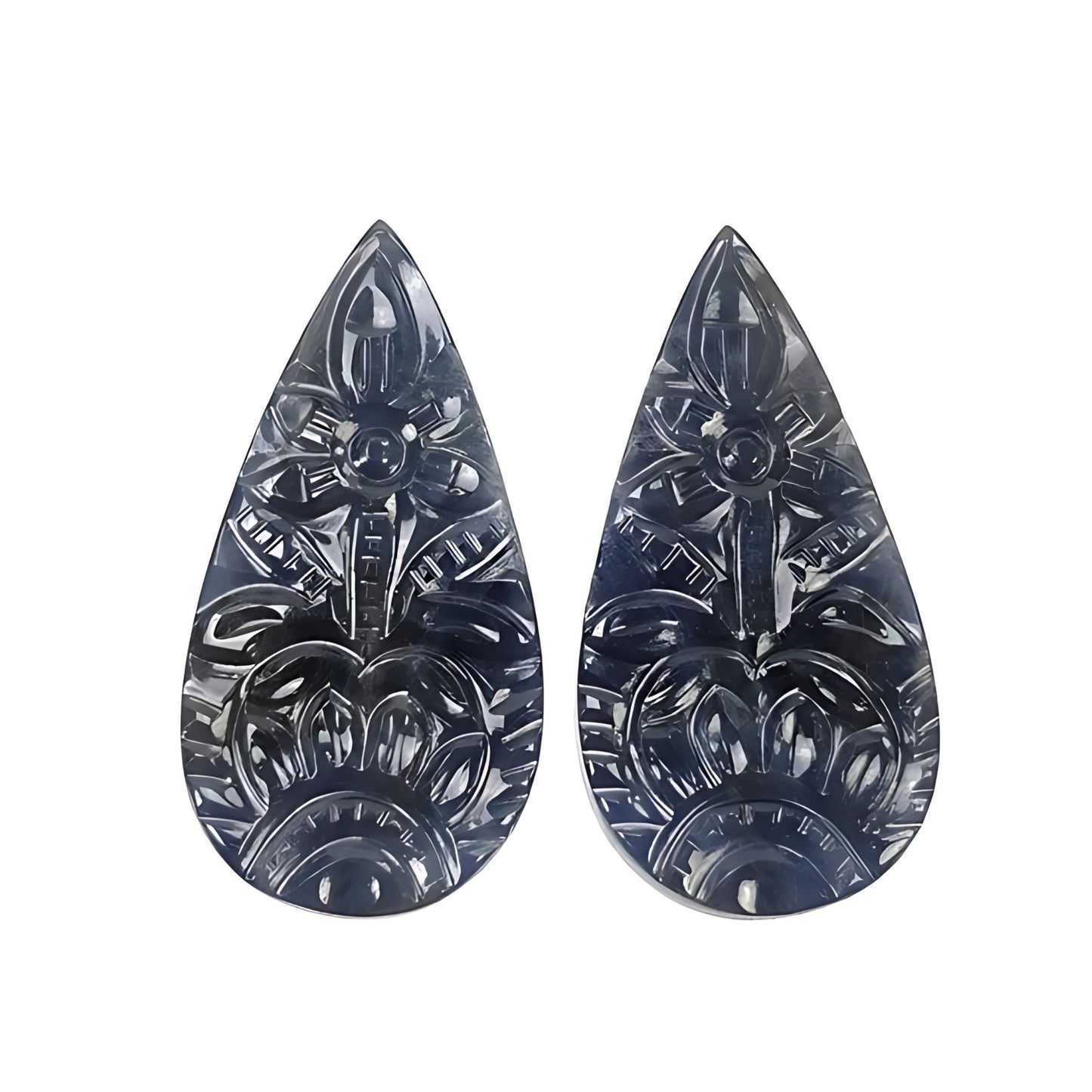 blue sapphire pear carving
