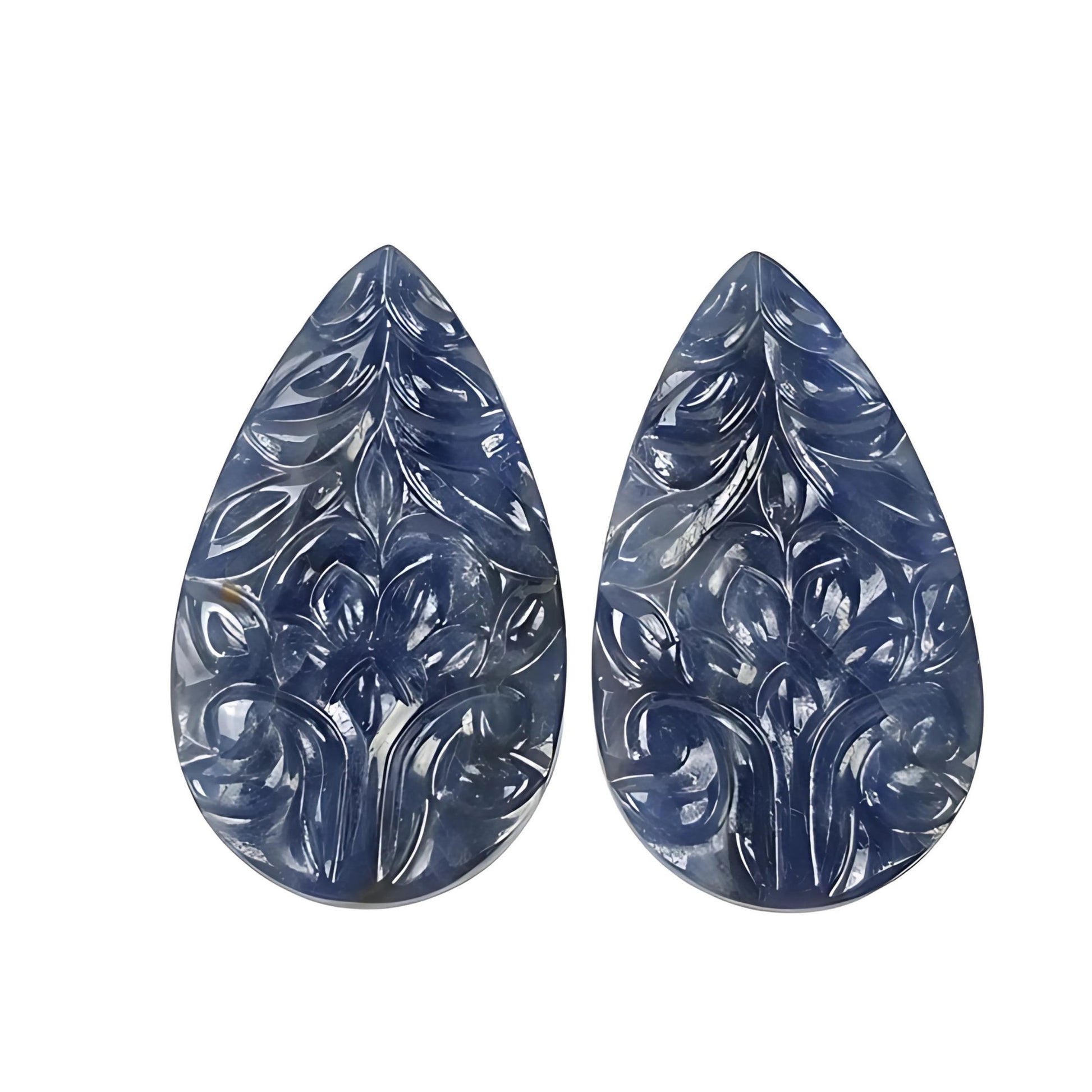 blue sapphire pear carving