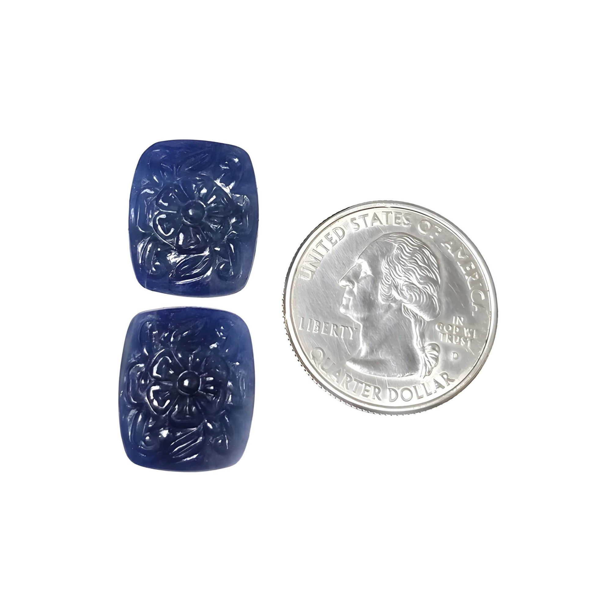 ブルーサファイアのクッション彫刻