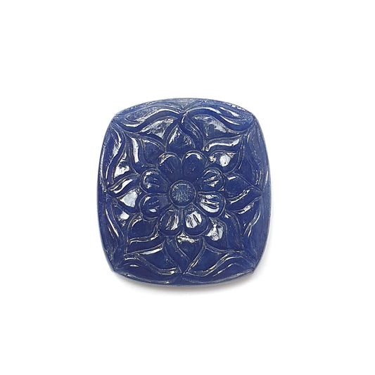 blue sapphire cushion carving