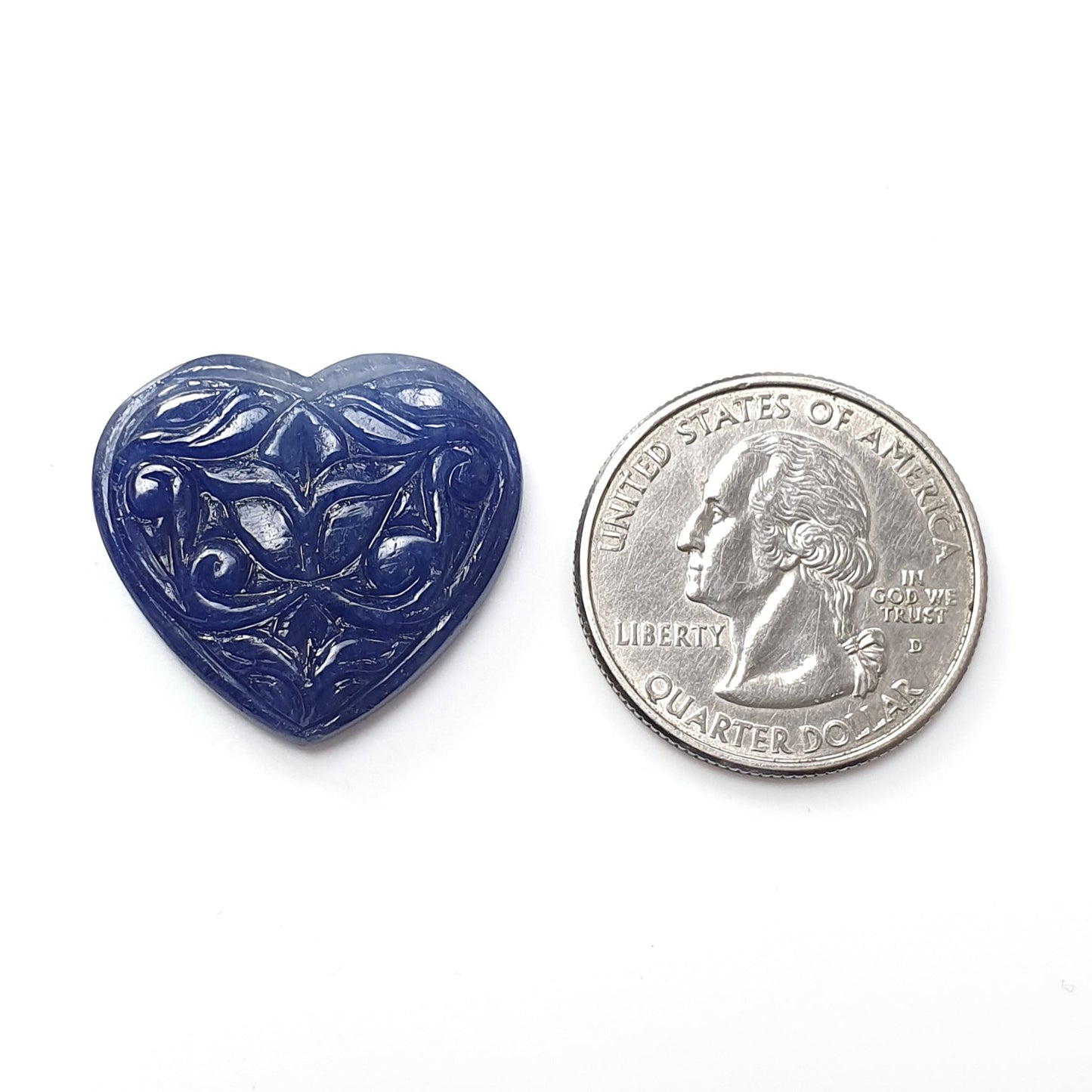 34.50cts Blue Sapphire Gemstone Natural Untreated Sapphire Carving Heart Shape 15mm 1pc