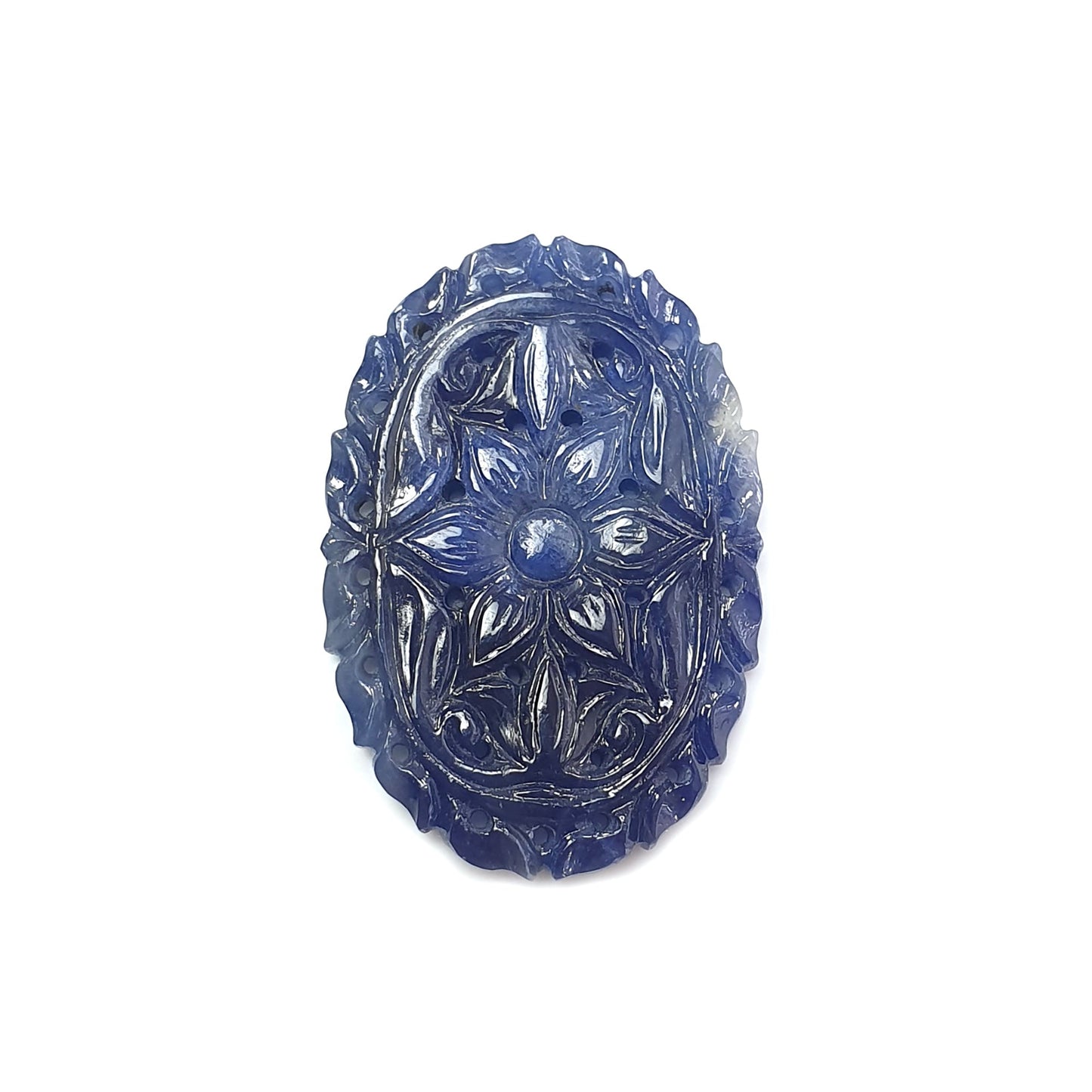 blue sapphire oval carving