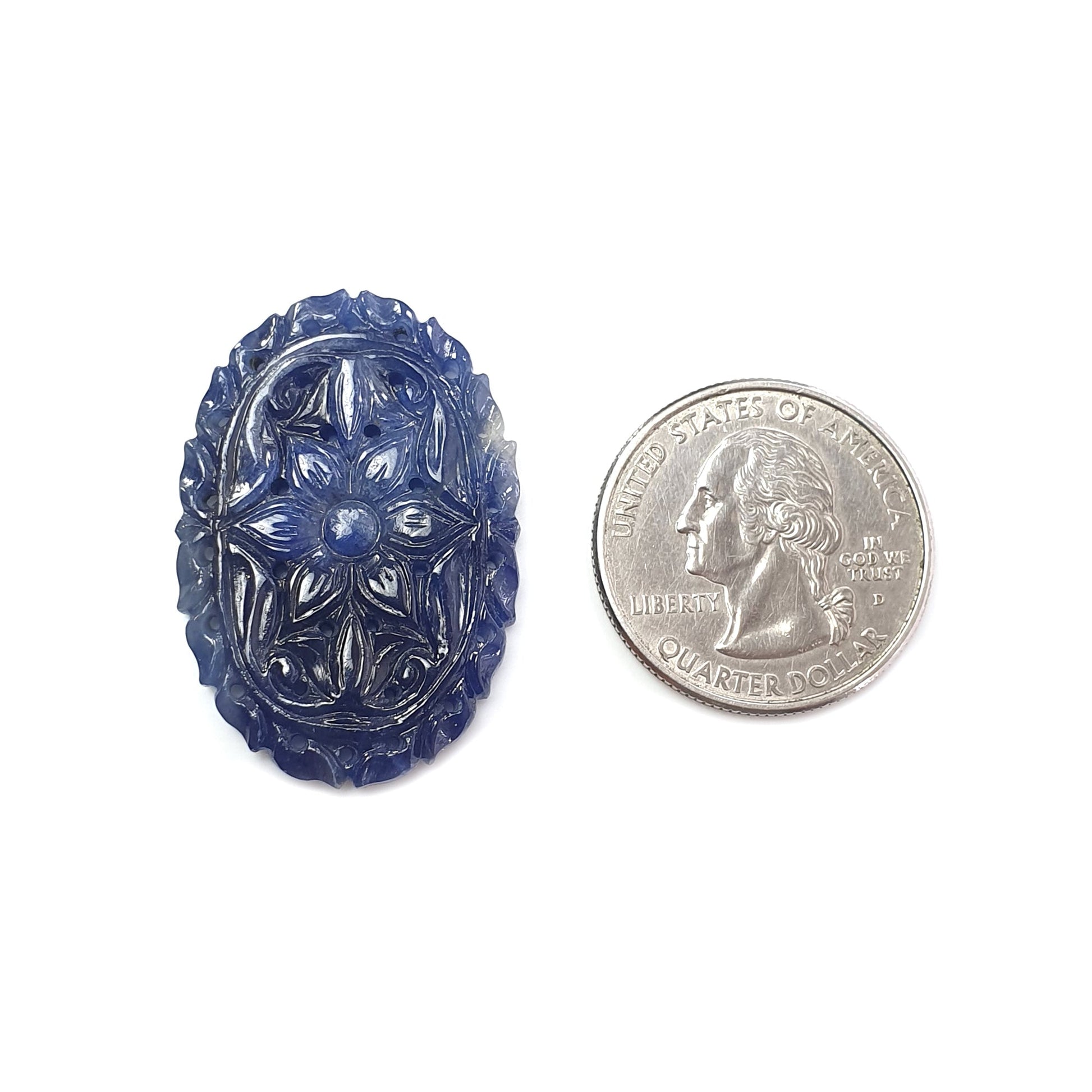 intaglio ovale in zaffiro blu