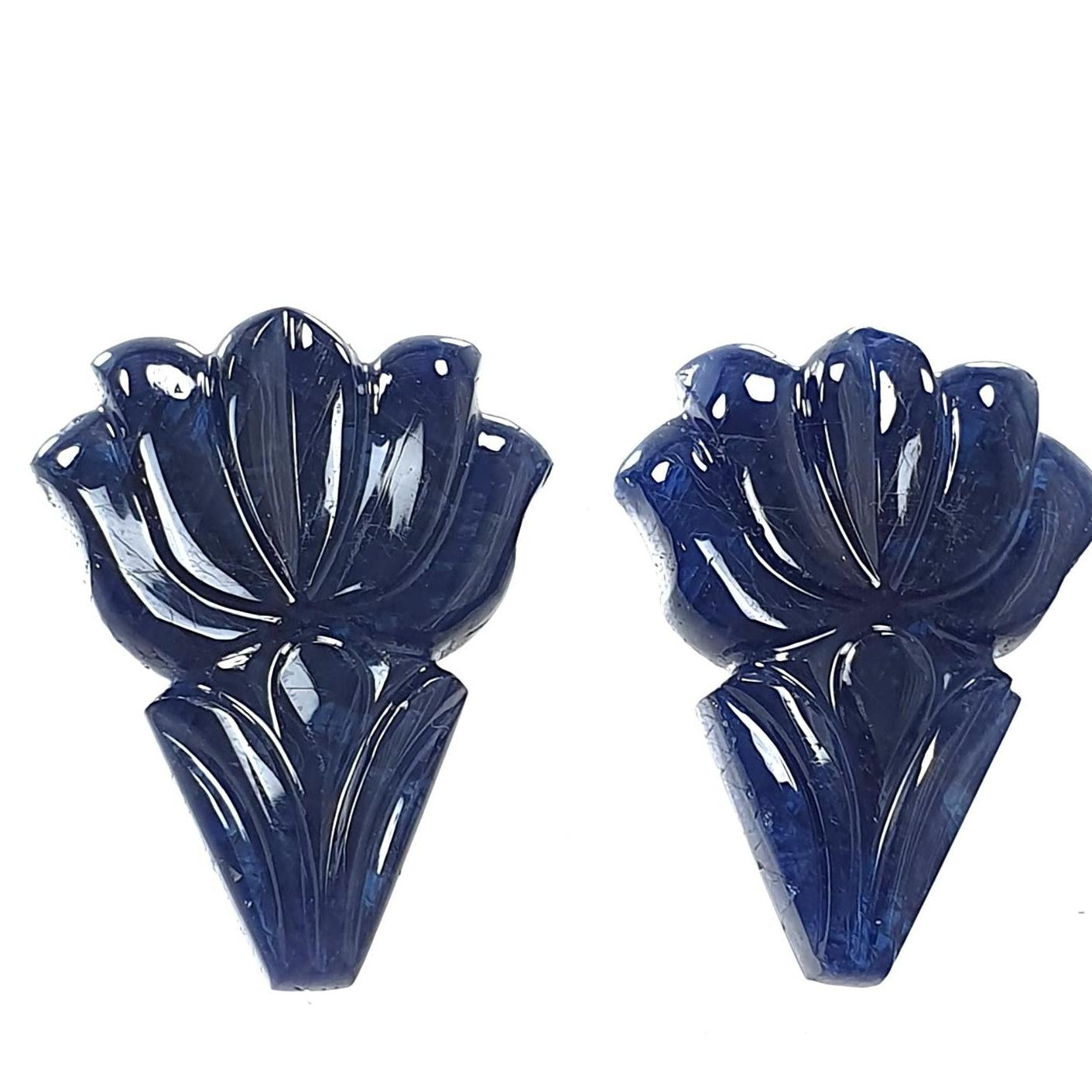 Dark Blue Sapphire Gemstone Carving 49.40cts