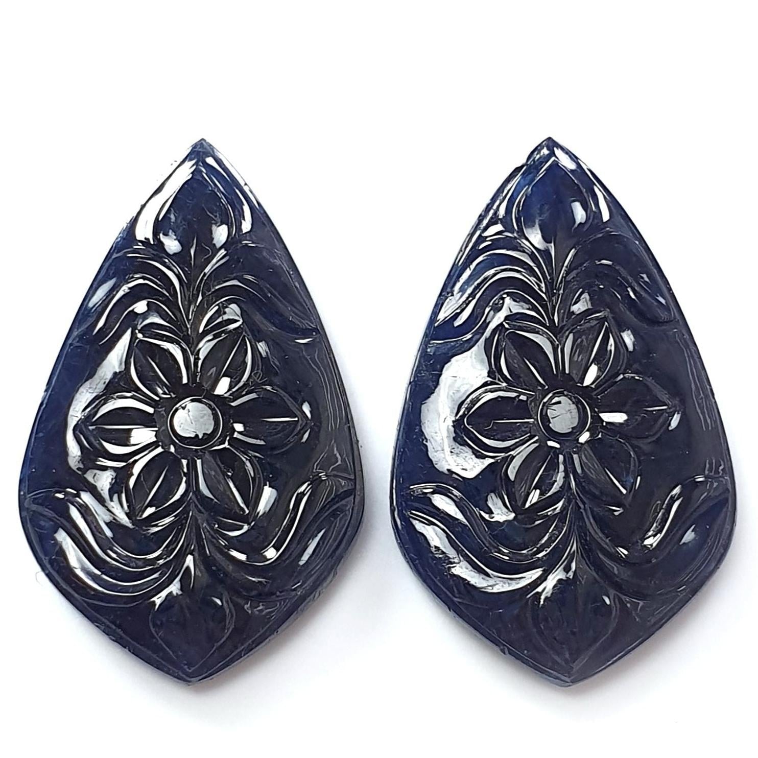 Dark Blue Sapphire Gemstone Carving 61.60cts
